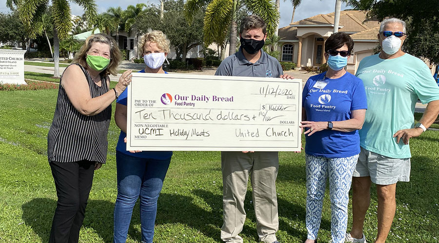 Receives Check from United Church of Marco Island | Our Daily Bread Food Pantry